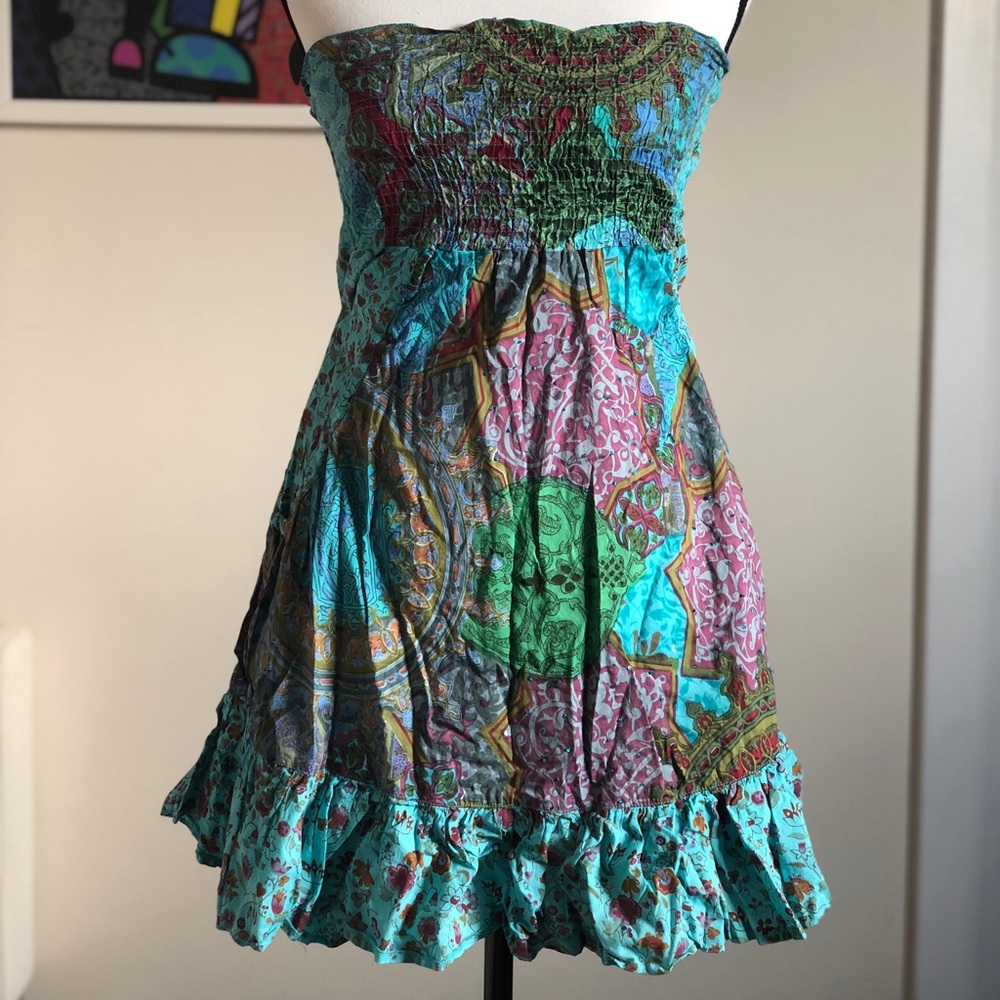 Colorful Strapless Mini Dress